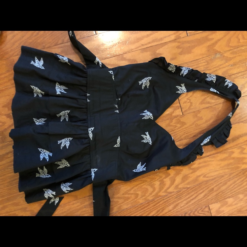 Anthropologie halter peplum top with sparrows